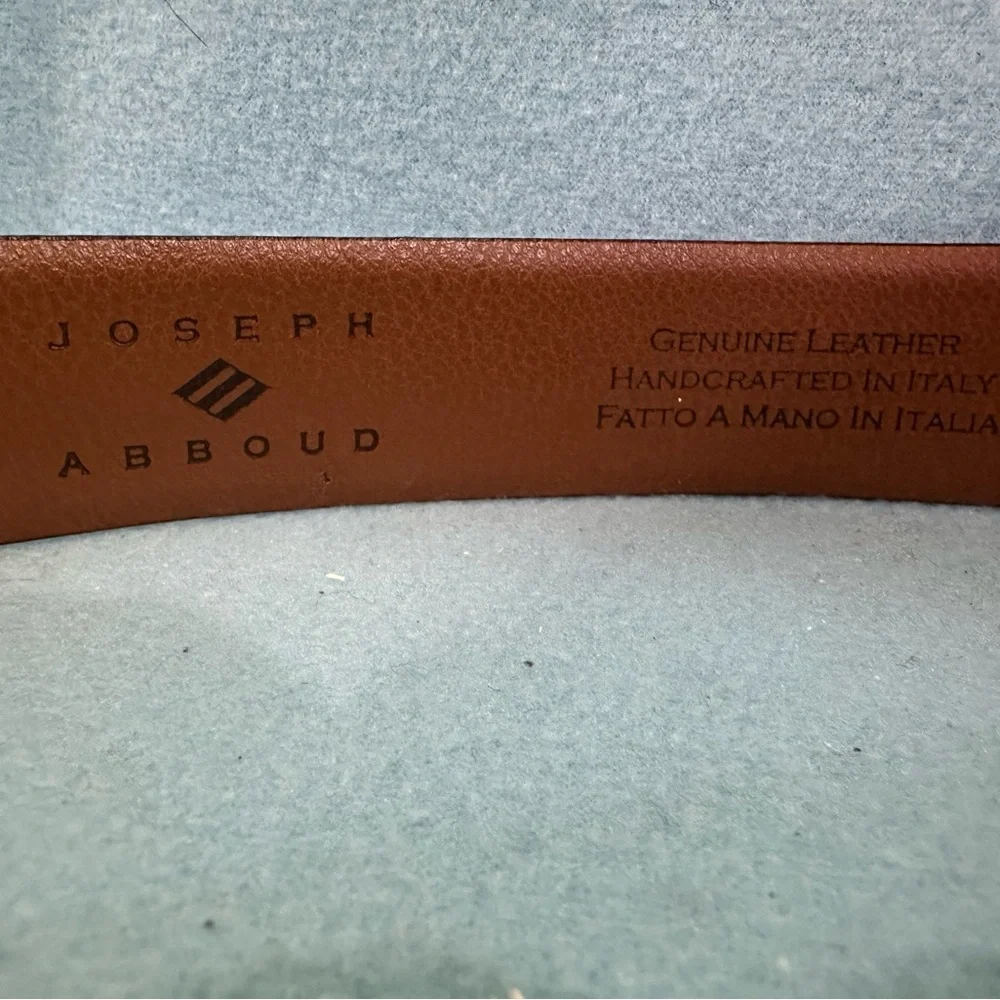 Joseph Abboud Feather Edged Laser Detail Leather Belt Size: 34/85